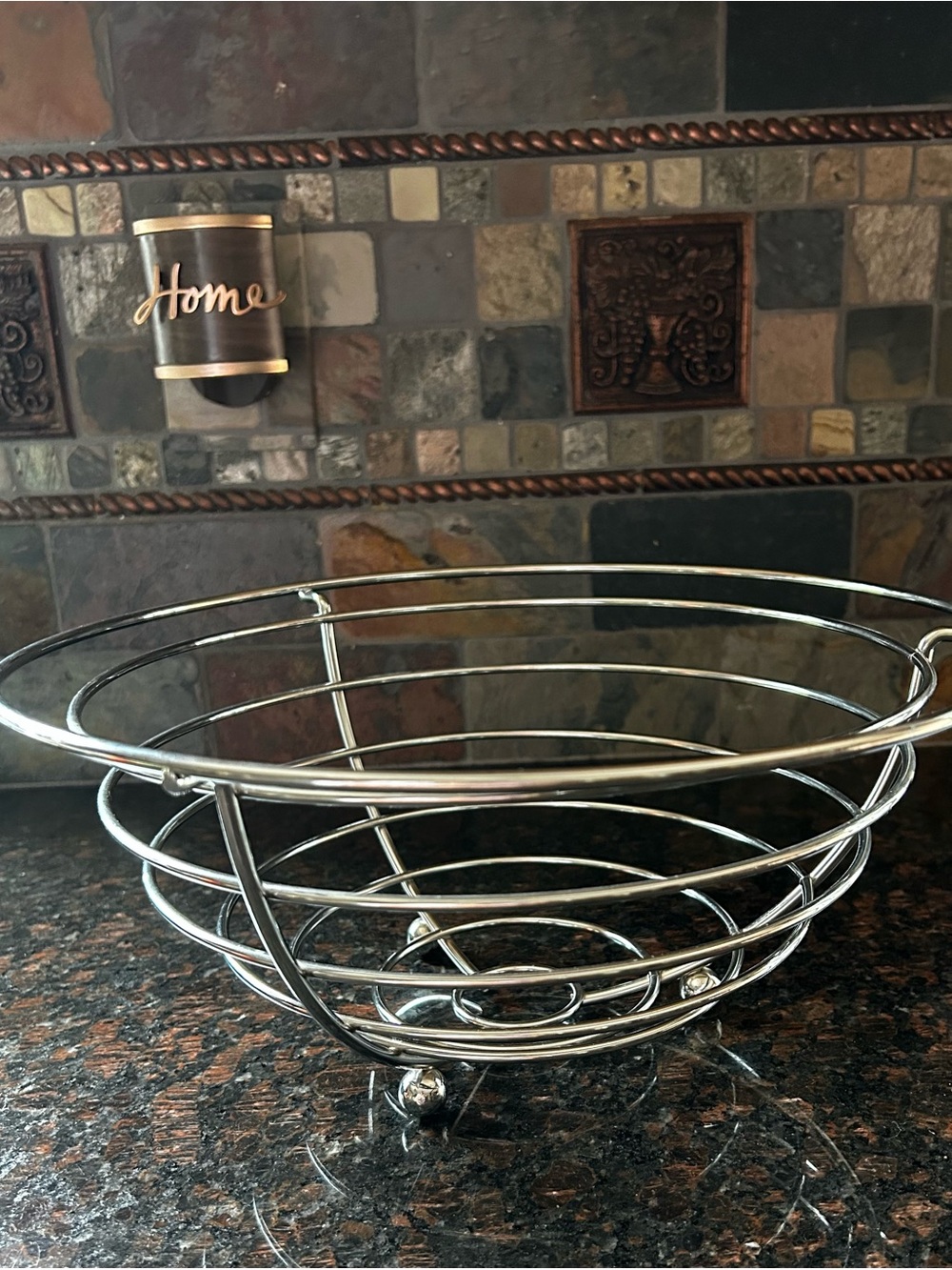 Chrome Wire Fruit Bowl — Decorative Metal Serving Basket